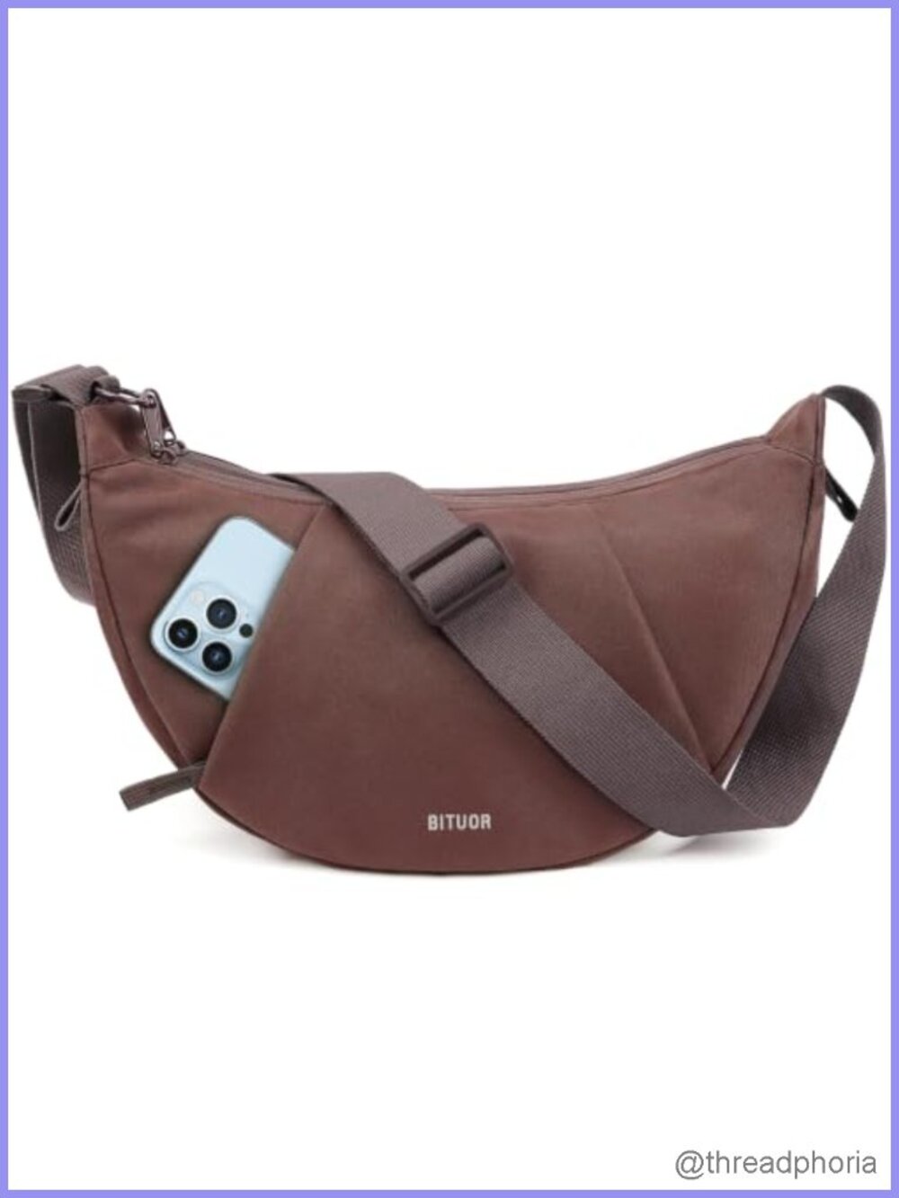 Anti-theft Crossbody Bag Water-resistant Nylon Hobo Purse with Adjustable Strap